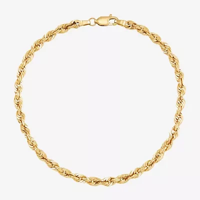 14K Gold 8 1/2 Inch Hollow Rope Chain Bracelet