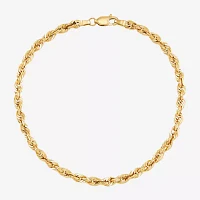 14K Gold 8 1/2 Inch Hollow Rope Chain Bracelet