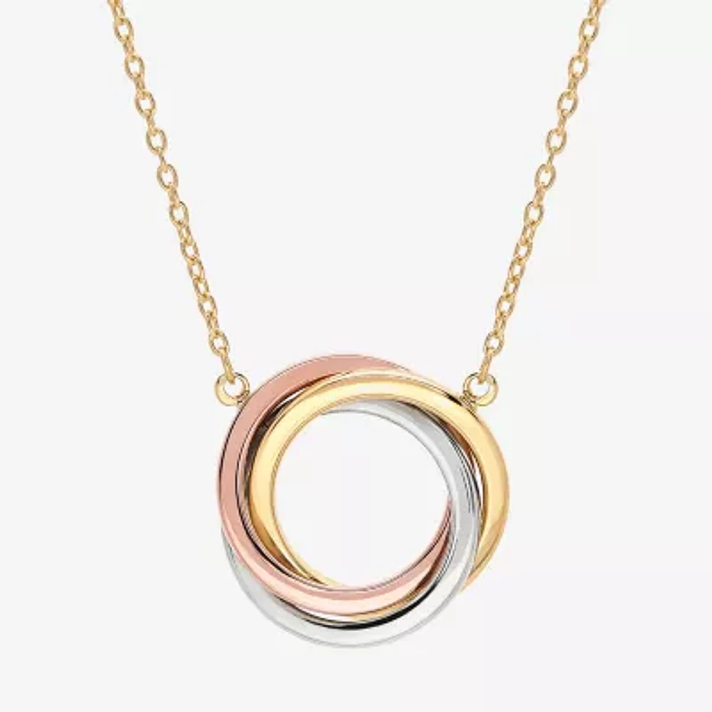 Womens 14K Tri-Color Gold Pendant Necklace