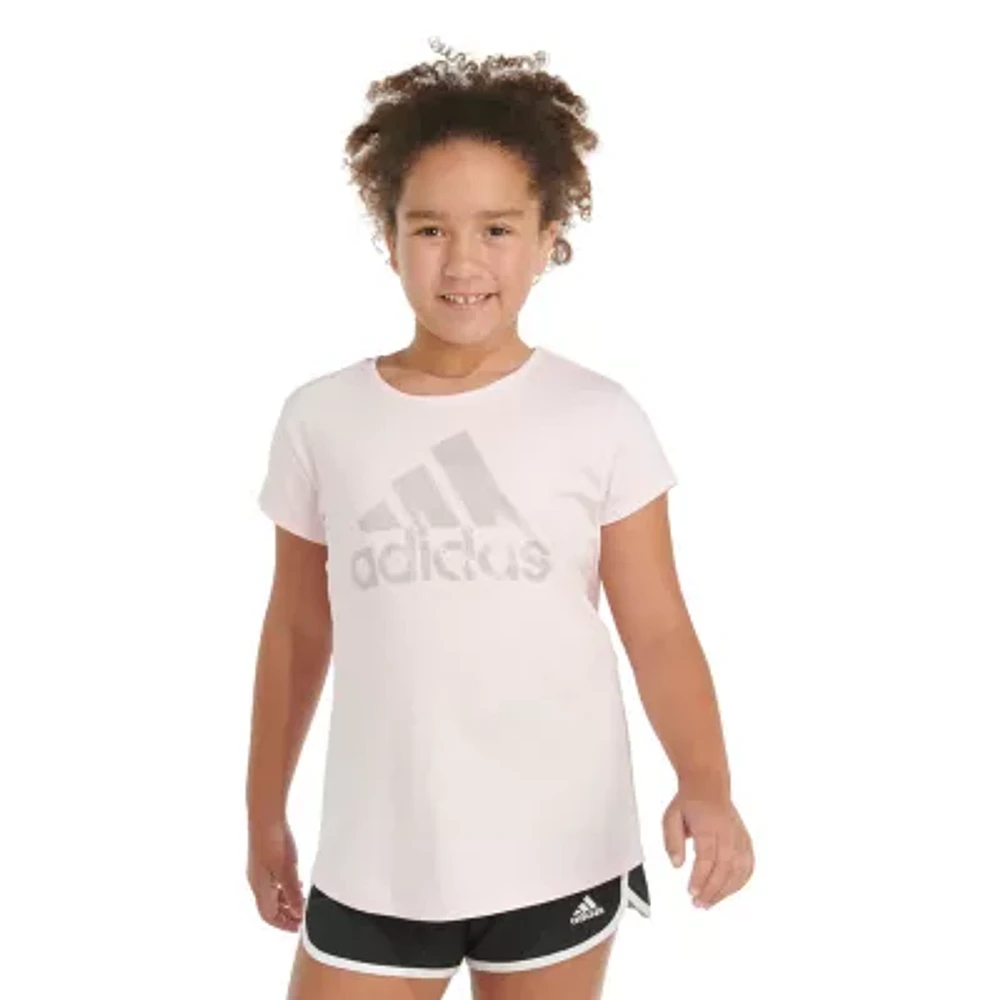 adidas Big Girls Crew Neck Short Sleeve Graphic T-Shirt