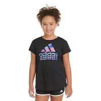 adidas Big Girls Crew Neck Short Sleeve Graphic T-Shirt