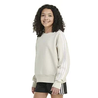 adidas Big Girls Embroidered Crew Neck Long Sleeve Fleece Sweatshirt