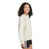 adidas Big Girls Embroidered Crew Neck Long Sleeve Fleece Sweatshirt