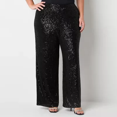 Premier Amour-Plus Sequin Womens Wide Leg Pull-On Pants