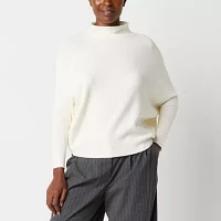 Worthington Womens Funnel Neck Long Sleeve Pullover Sweater