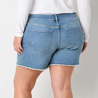 a.n.a Womens Mid Rise Denim Short-Plus