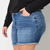 a.n.a Womens Mid Rise Denim Short-Plus