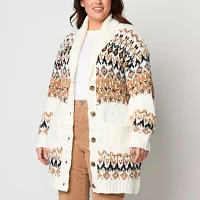 a.n.a Plus Womens Long Sleeve Fairisle Cardigan