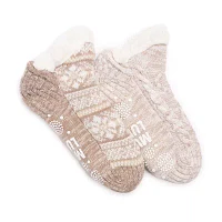 Muk Luks Shortie Cabin Womens 2 Pair Slipper Socks