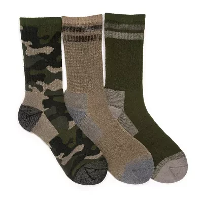 Muk Luks Hiking Heat Retainer 3 Pair Crew Socks Mens