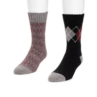 Muk Luks Wool 2 Pair Crew Socks Mens