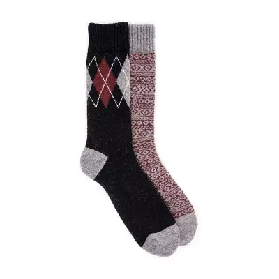 Muk Luks Wool 2 Pair Crew Socks Mens