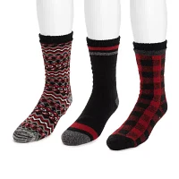 Muk Luks Fleece 3 Pair Crew Socks Mens