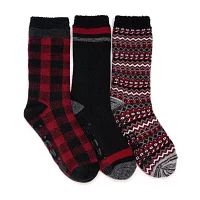 Muk Luks Fleece 3 Pair Crew Socks Mens