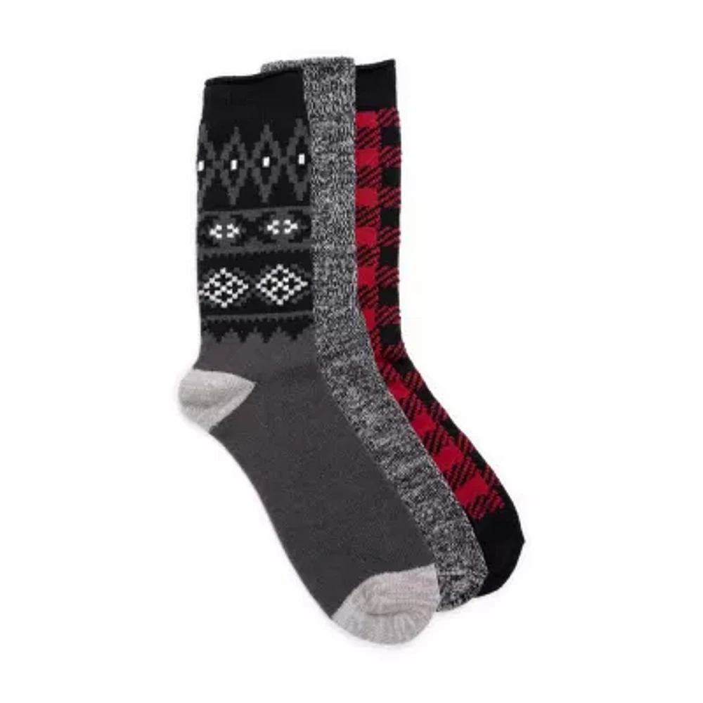 Muk Luks Microfiber Mens 3 Pair Boot Socks