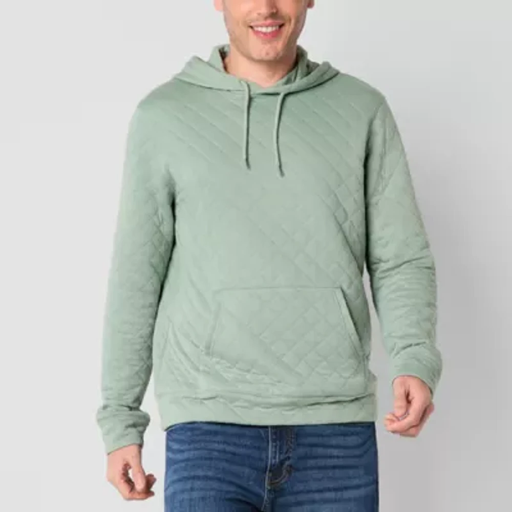 St. John's Bay Quilted Mens Long Sleeve Hoodie