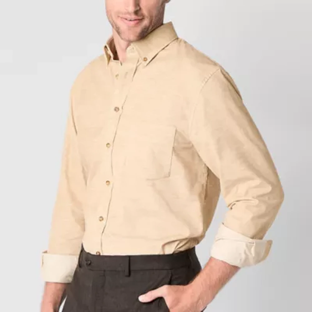 Stafford Mens Regular Fit Long Sleeve Corduroy Button-Down Shirt