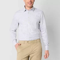 Stafford Mens Regular Fit Long Sleeve Grid Button-Down Shirt