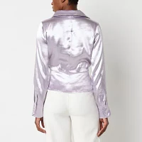 Worthington Womens Long Sleeve Satin Blouse