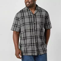 mutual weave Camp Big and Tall Mens Classic Fit Short Sleeve Plaid Button-Down Shirt