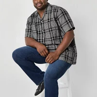 mutual weave Camp Big and Tall Mens Classic Fit Short Sleeve Plaid Button-Down Shirt