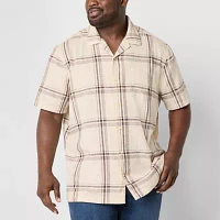 mutual weave Camp Big and Tall Mens Classic Fit Short Sleeve Plaid Button-Down Shirt