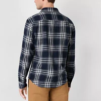 mutual weave Brushed Slub Mens Regular Fit Long Sleeve Plaid Button-Down Shirt