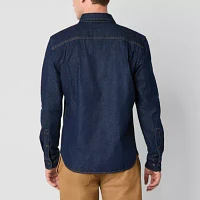 mutual weave Mens Denim Long Sleeve Button-Down Shirt