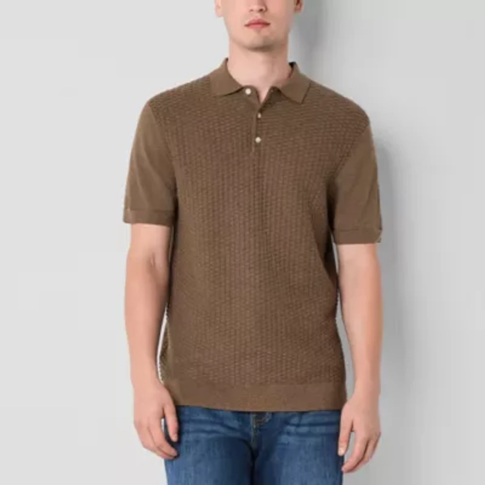 mutual weave Mens Regular Fit Short Sleeve Polo Shirt