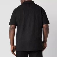 Shaquille O'Neal XLG Cable Knit Big and Tall Mens Regular Fit Short Sleeve Polo Shirt