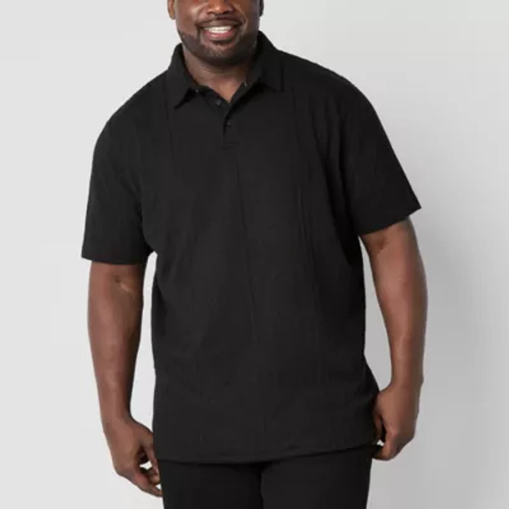 Shaquille O'Neal XLG Cable Knit Big and Tall Mens Regular Fit Short Sleeve Polo Shirt