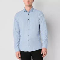 J. Ferrar Mens Regular Fit Long Sleeve Geometric Button-Down Shirt