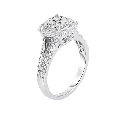 TruMiracle® 1/4 CT.T.W. Natural Diamond Sterling SIlver Square Ring