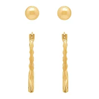 10K Gold 2 Pair Earring Set