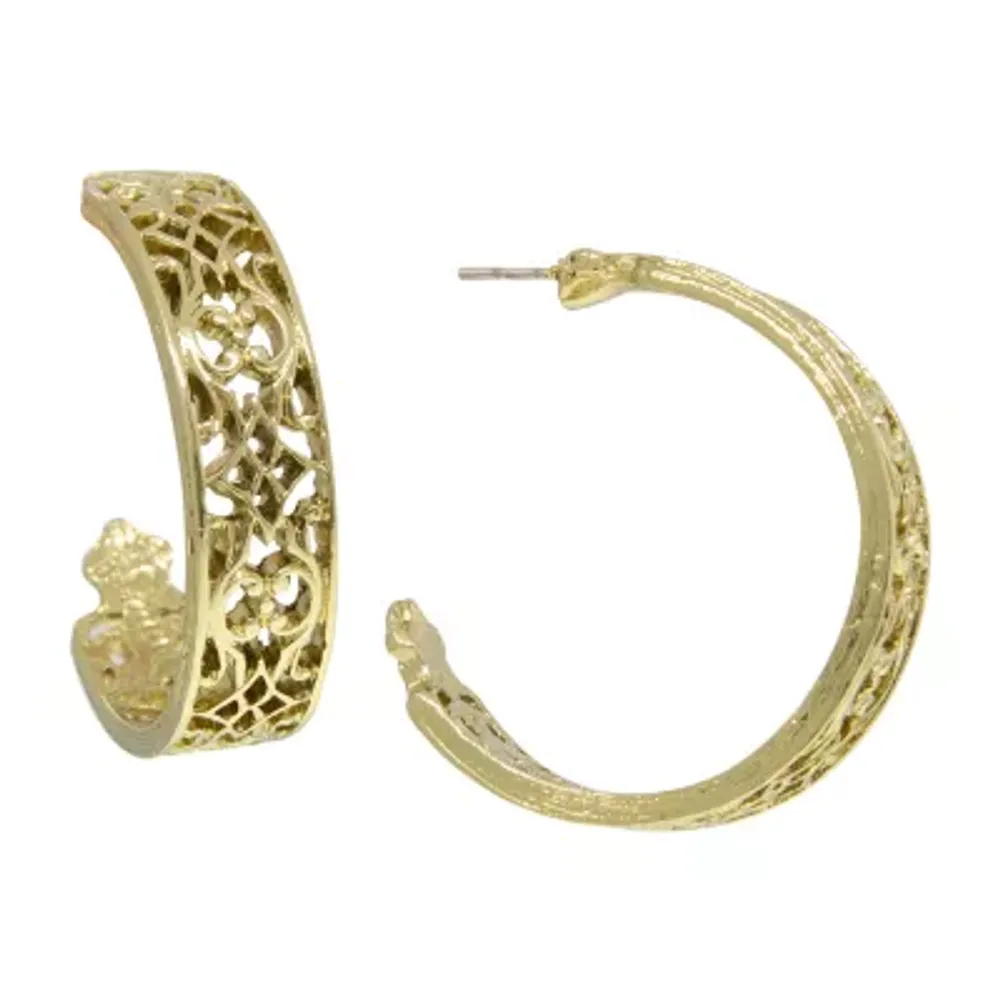 1928 Gold Tone Hoop Earrings