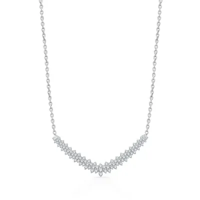 Womens 1 CT. T.W. Natural White Diamond 10K White Gold Chevron Necklaces