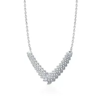 Womens 1 CT. T.W. Natural White Diamond 10K White Gold Chevron Necklaces