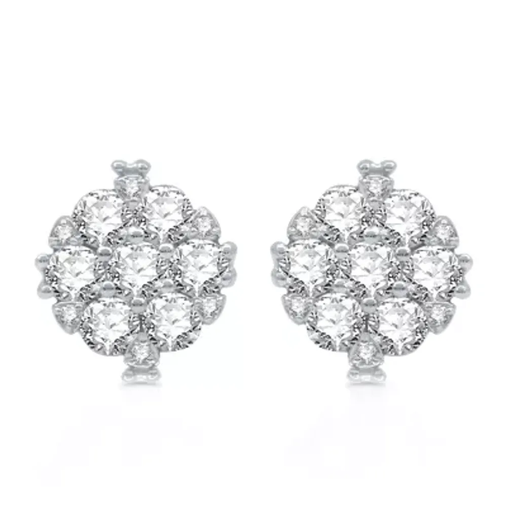 1 CT. T.W. Natural White Diamond 10K White Gold 10.1mm Stud Earrings