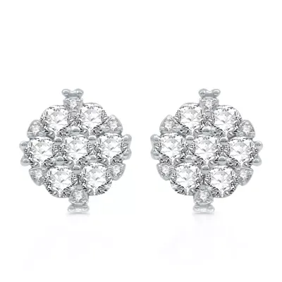 1 CT. T.W. Natural White Diamond 10K White Gold 10.1mm Stud Earrings