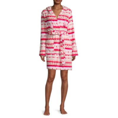 Sleep Chic Womens Long Sleeve Plush Short Robe