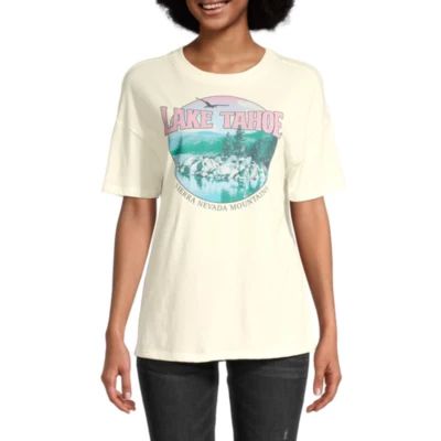 Juniors Lake Tahoe Womens Crew Neck Short Sleeve Boyfriend Graphic T-Shirt