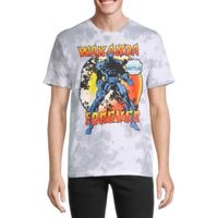 Mens Crew Neck Short Sleeve Classic Fit Tie-Dye Marvel Black Panther Graphic T-Shirt