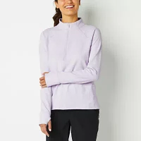 Xersion Womens Cozy Mock Neck Long Sleeve Quarter-Zip Pullover