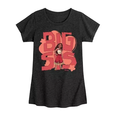 Disney Collection Little & Big Girls Crew Neck Short Sleeve Moana Graphic T-Shirt