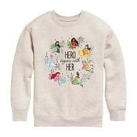 Disney Collection Little & Big Girls Moana 2 Maui Crew Neck Long Sleeve Princess Sweatshirt