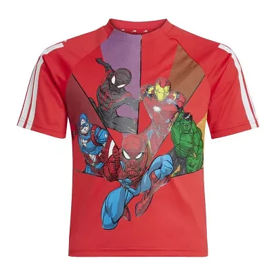 adidas Boys Crew Neck Short Sleeve Avengers Graphic T-Shirt