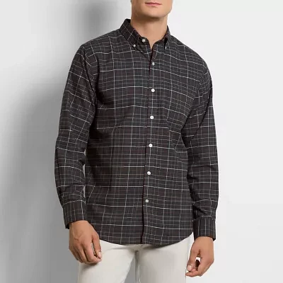 Van Heusen Mens Regular Fit Long Sleeve Plaid Button-Down Shirt