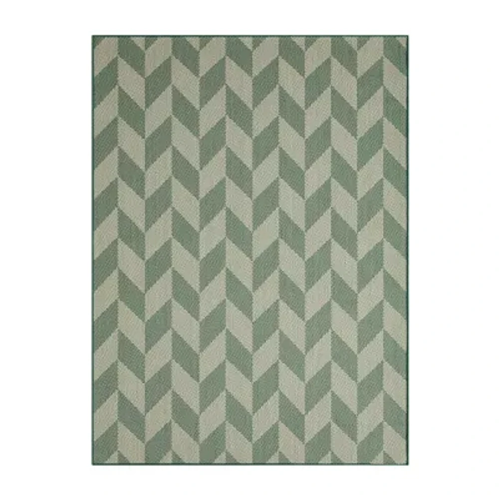 Nicole Miller Country Calla Herringbone Washable Outdoor Rectangular Area Rug