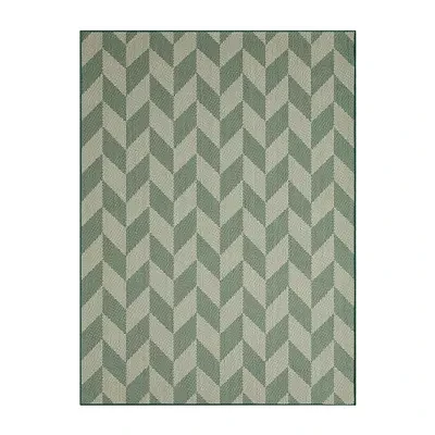 Nicole Miller Country Calla Herringbone Washable Outdoor Rectangular Area Rug