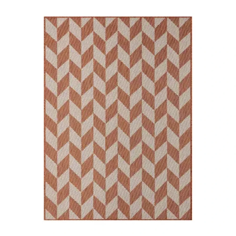 Nicole Miller Country Calla Herringbone Washable Outdoor Rectangular Area Rug